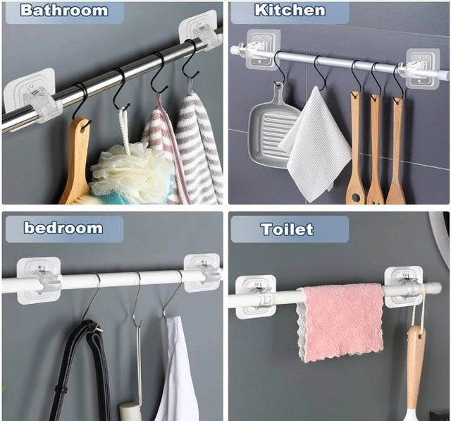 Self Adhesive Curtain Rod Holder Without Drill-(packof4)